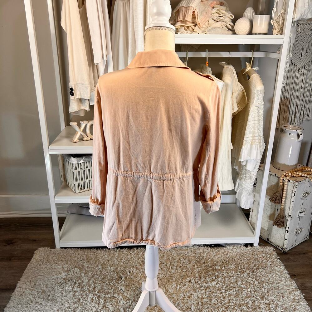 Cato Women's Size M Pink Button Up Tab Sleeve Lightweight Utility Jacket #2940 - Picture 3 of 5